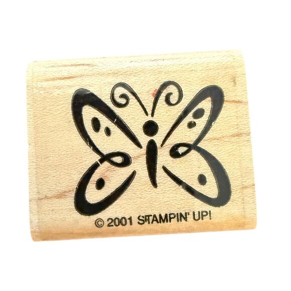 Stampin Up! Vintage 2001 Single Butterfly Rubber Stamp - Picture 1 of 2